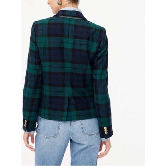 J. Crew Jackets & Coats Jcrew Black Watch Plaid Blazer With Gold